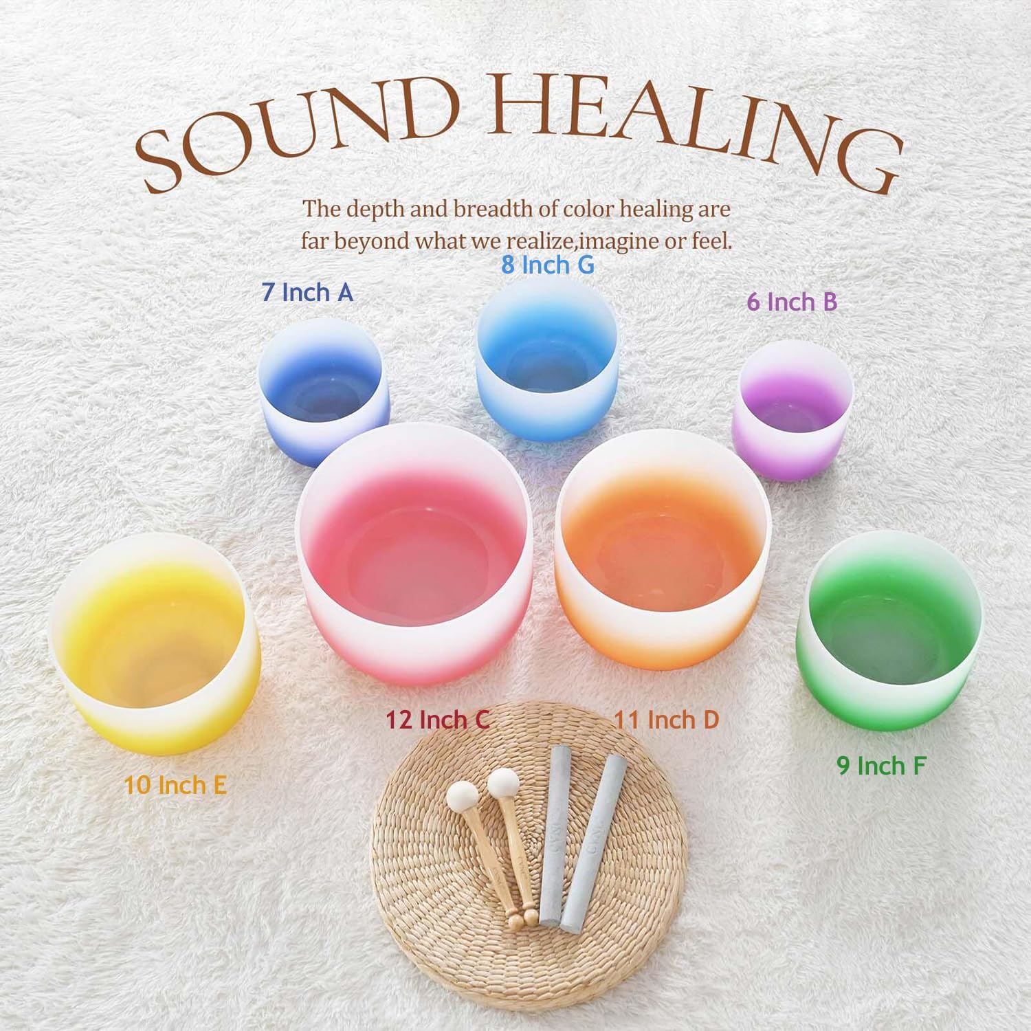 432HZ Set of 7 Aria Gradient Crystal Bowls